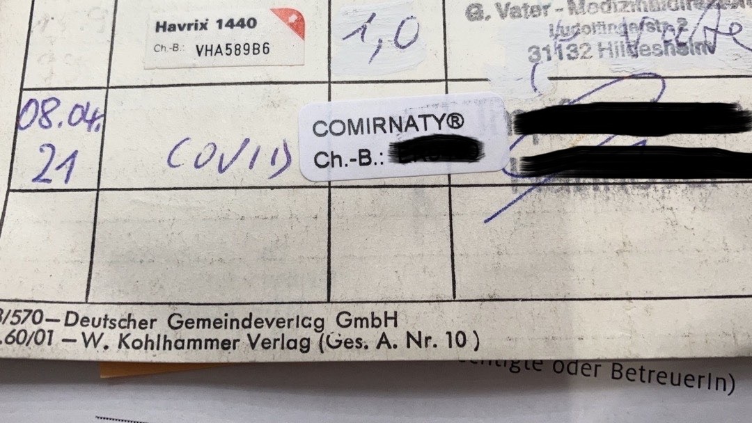 Impfpass mit Covid Impfeintrag