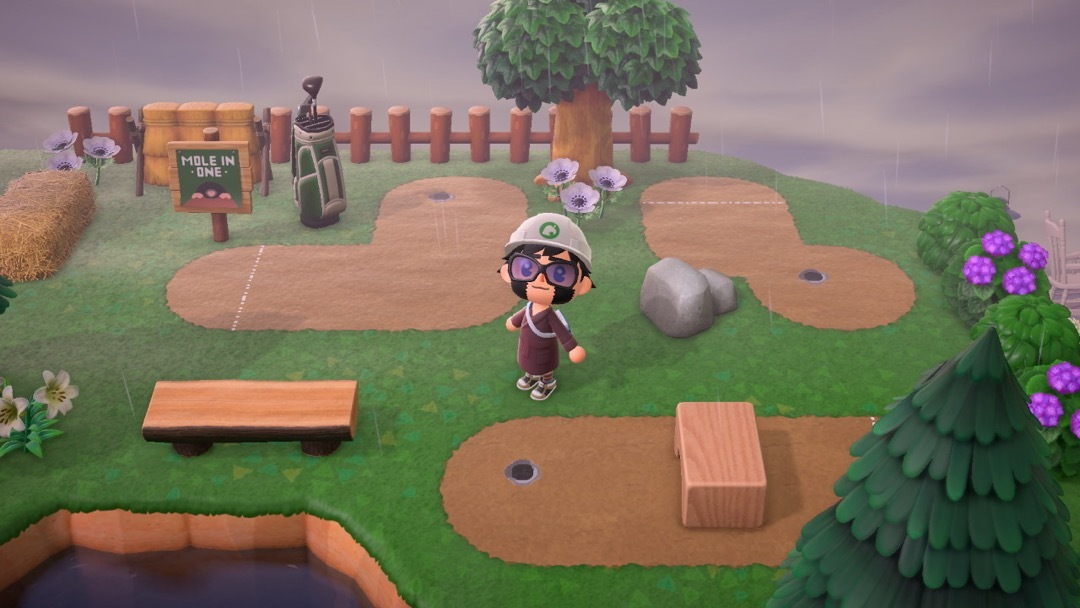 Ein Minigolf Platz in Animal Crossing.