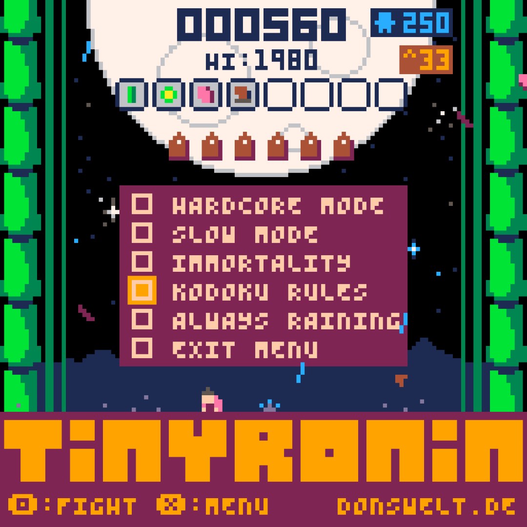 Das neue Menü in Tiny Ronin