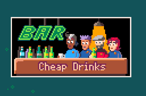 Die vier Pilot\*innen in Hauler64 beim Abhängen in einer Bar. Bei einem ändern sich laufend die Klamotten.